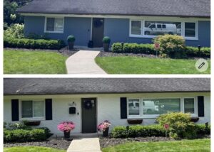 before and after Exterior House Painting and Shutter Installation in Beverly Hills MI